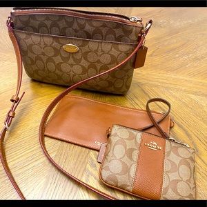 Coach Crossbody Purse with zipper pouch & mini wristlet